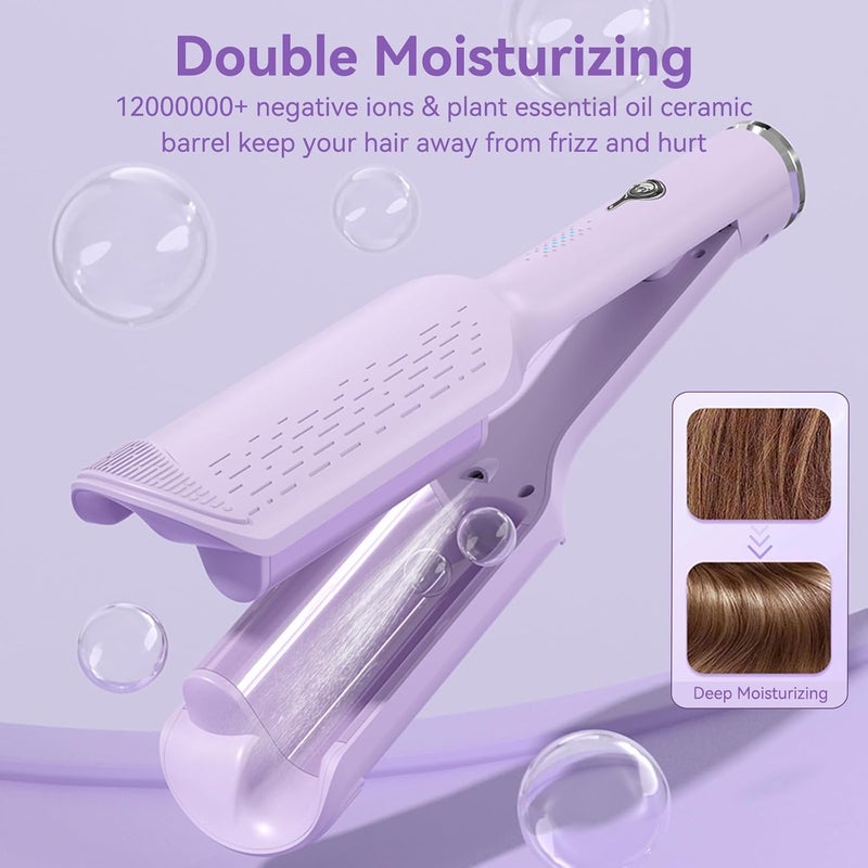 Chikyo Curling Iron Hair Crimper Waver, 1.25 Inch Rovy Wave Curling Iron with Anti-Scald, Ionic Deep Waver Hair Curler Tool with Ceramic 2 Barrel for Women, 32mm Beach Waves with 30 Min Auto Shut Off - Image 3